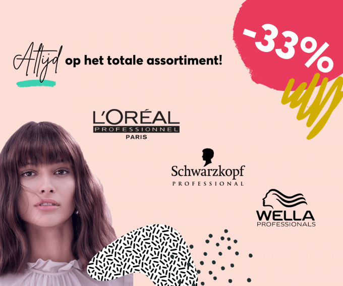 Altijd 33% korting op L'Oréal, Schwarzkopf en Wella