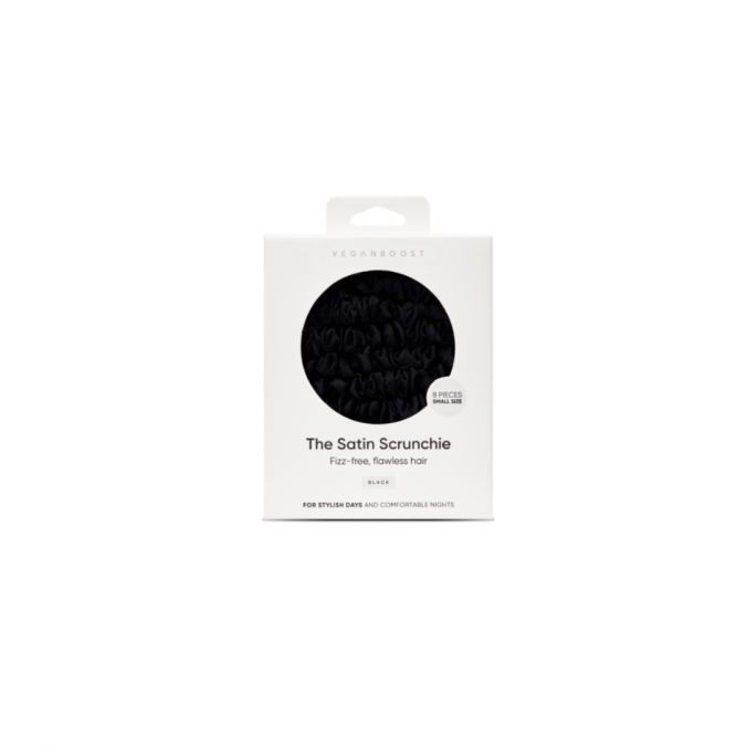 VEGANBOOST Satin Scrunchies Small Black 8pcs