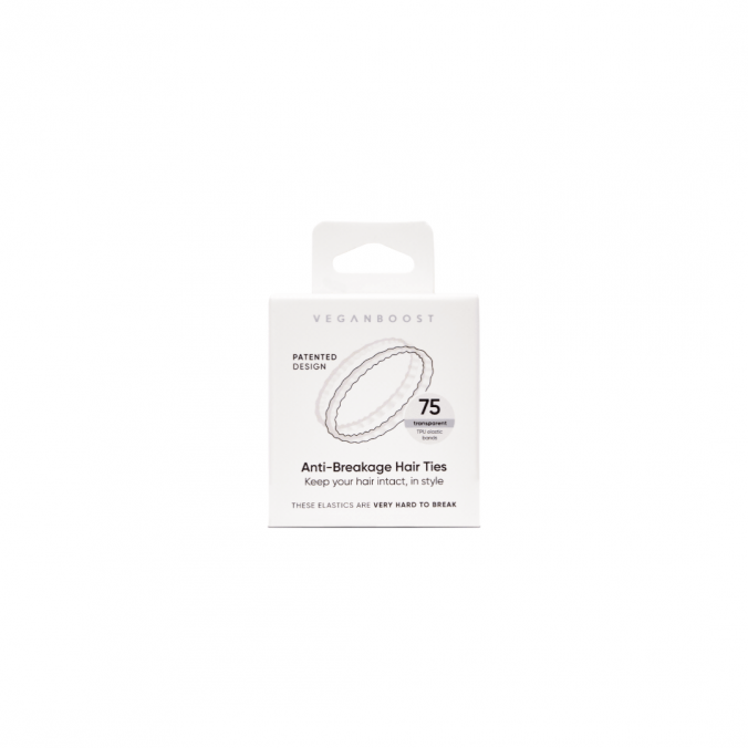 VEGANBOOST Anti-Breakage Hair Ties White 75pcs