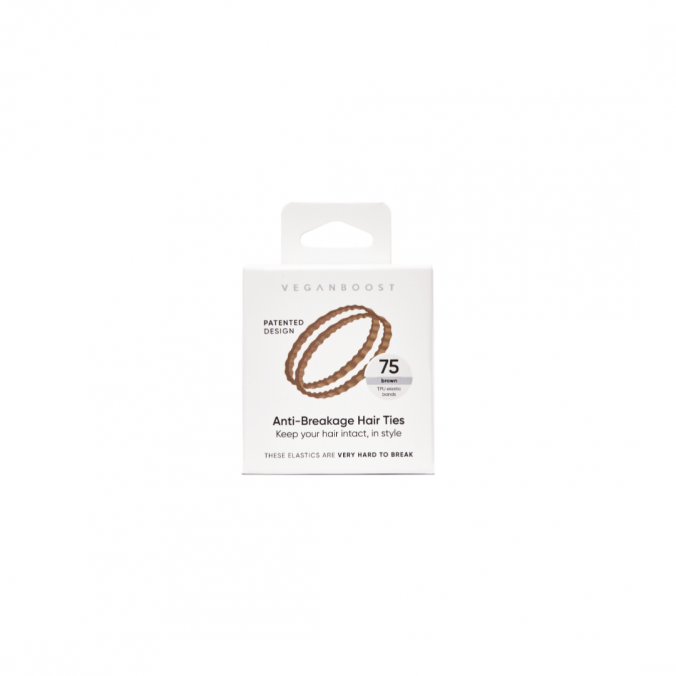 VEGANBOOST Anti-Breakage Hair Ties Brown 75pcs