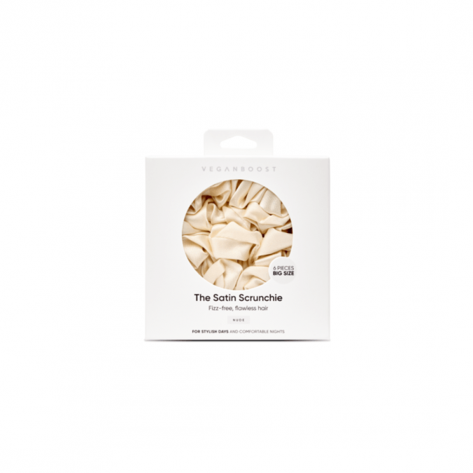 VEGANBOOST Satin Scrunchies Big Nude 6pcs