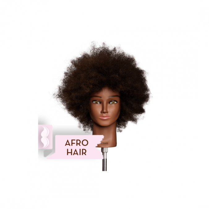 L'IMAGE Oefenhoofd Marsha Medium Brown 20cm Afro