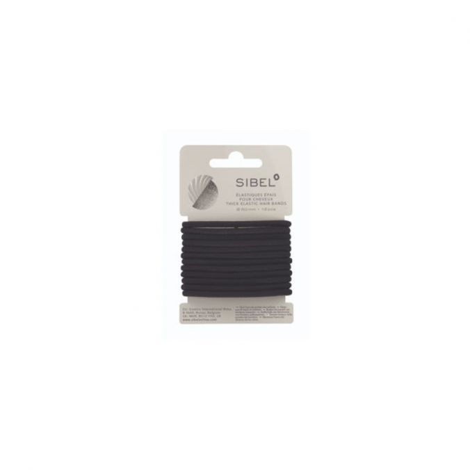 SIBEL Elastische Haarbandjes Zwart Dik 12st