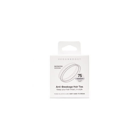 VEGANBOOST Anti-Breakage Hair Ties White 75pcs