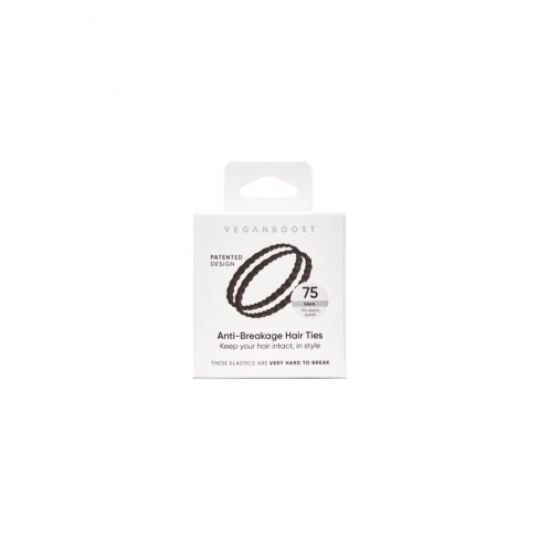 VEGANBOOST Anti-Breakage Hair Ties Black 75pcs