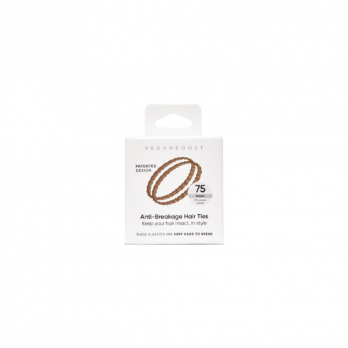 VEGANBOOST Anti-Breakage Hair Ties Brown 75pcs