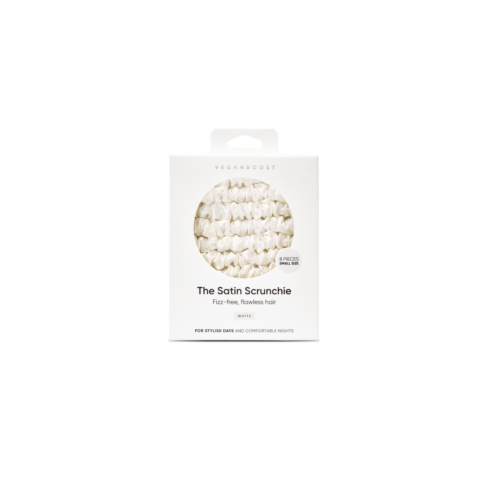 VEGANBOOST Satin Scrunchies Small White 8pcs